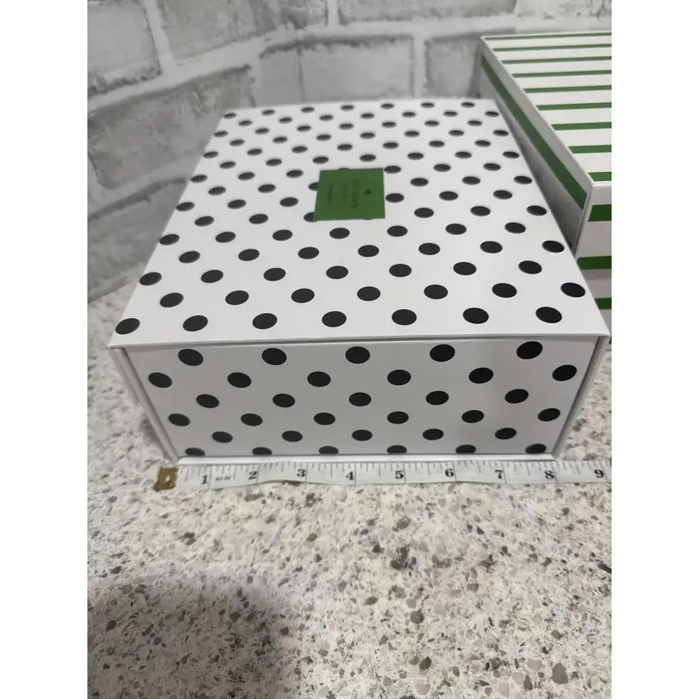 NEW Kate Spade Set of Two Decorative Polka Dot and Striped Nesting Storage Boxes